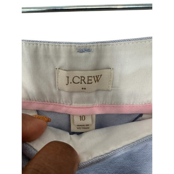 J.Crew Blue Light Academia Cotton‎ Oxford Skimmer Straight Leg Pant Size 10 - Picture 2 of 10